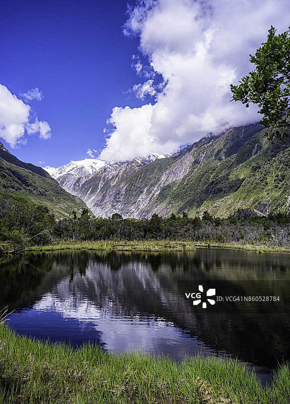新西兰弗朗兹·约瑟夫冰川的彼得斯池图片素材