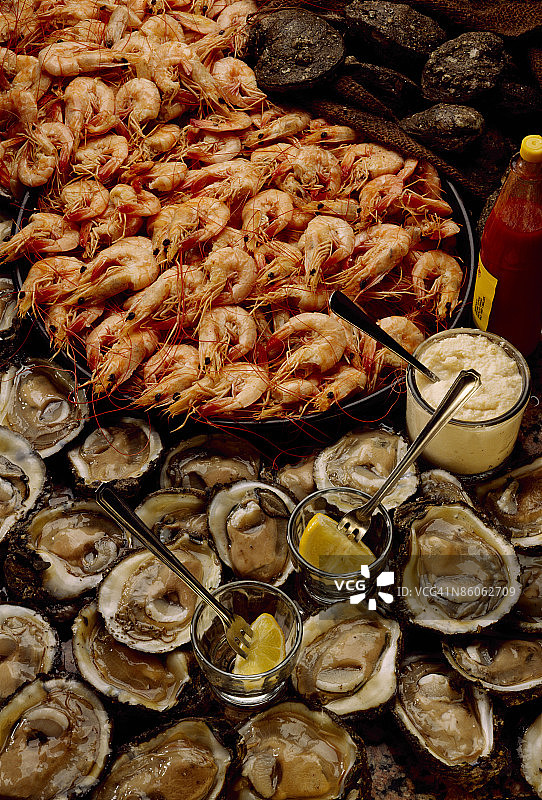 鲜虾与牡蛎图片素材