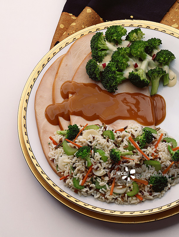 肉汁蔬菜火鸡片图片素材