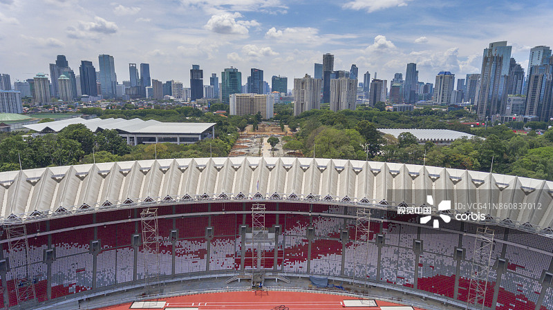 朋加诺体育场和雅加达市的新面貌图片素材