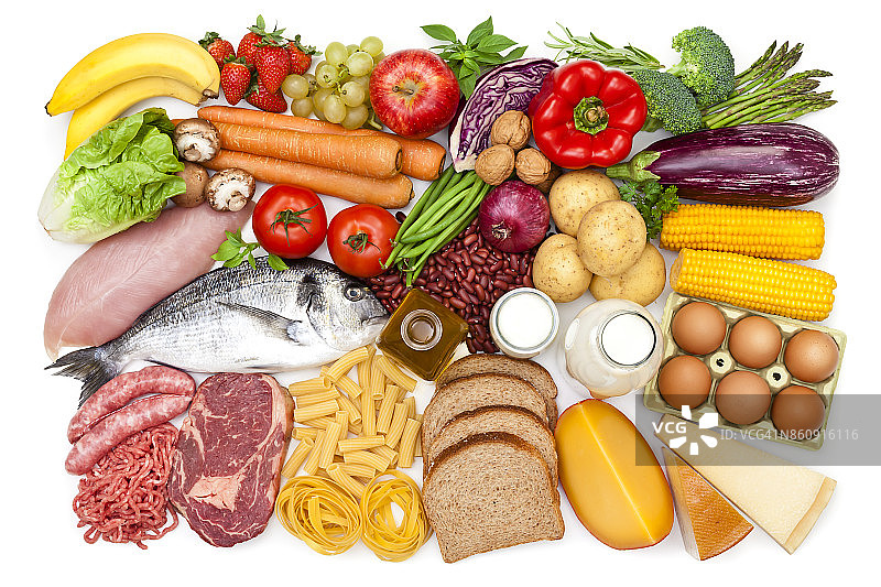 摆满各种食物的桌子俯视图图片素材