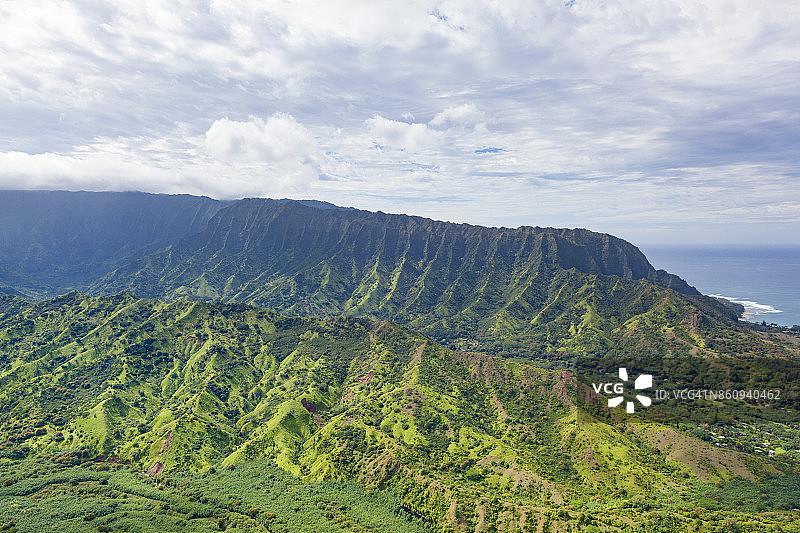 夏威夷群岛考艾岛哈纳雷山谷图片素材