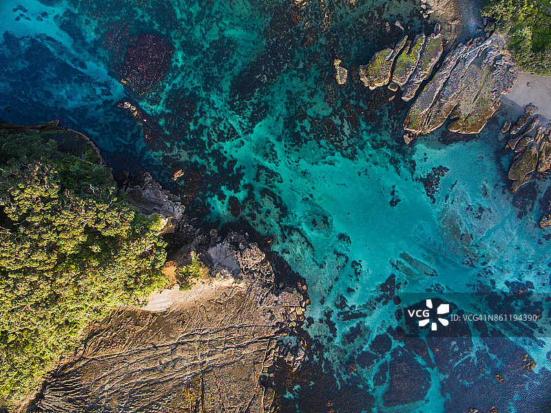 山羊岛清澈水域鸟瞰图图片素材