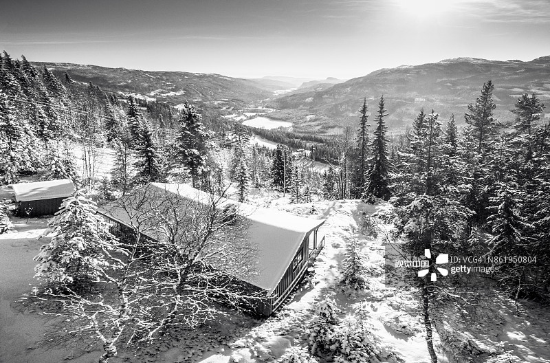 挪威诺勒菲尔滑雪小屋图片素材