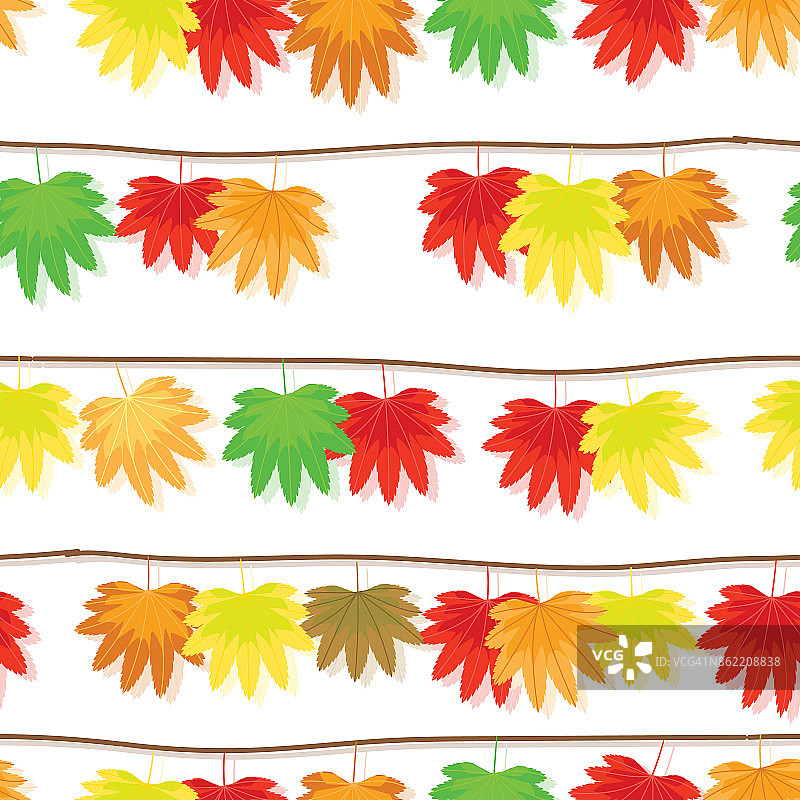 常春藤树叶，秋天的枫树，无缝图案和背景的矢量图图片素材