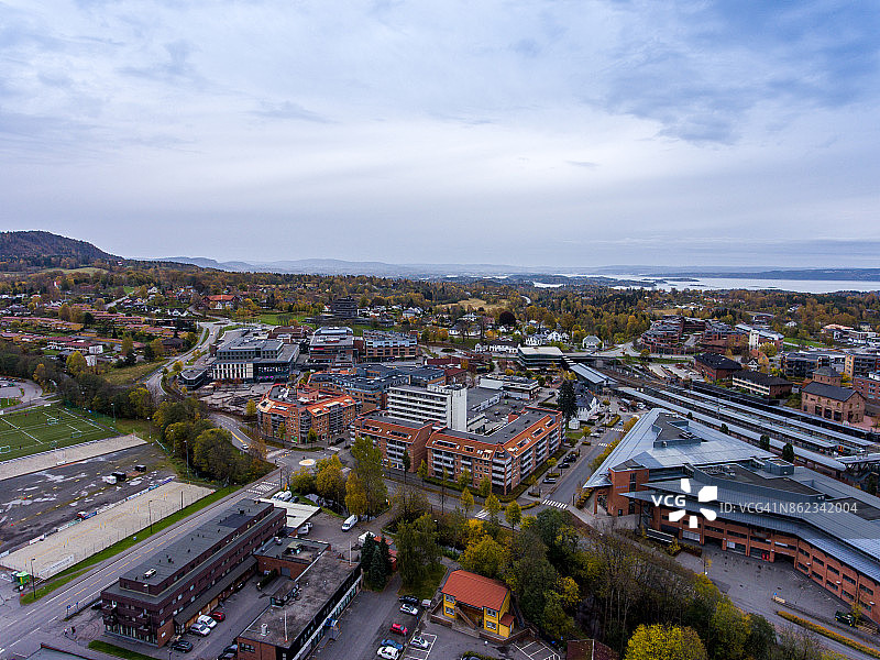 挪威阿斯克镇鸟瞰图图片素材