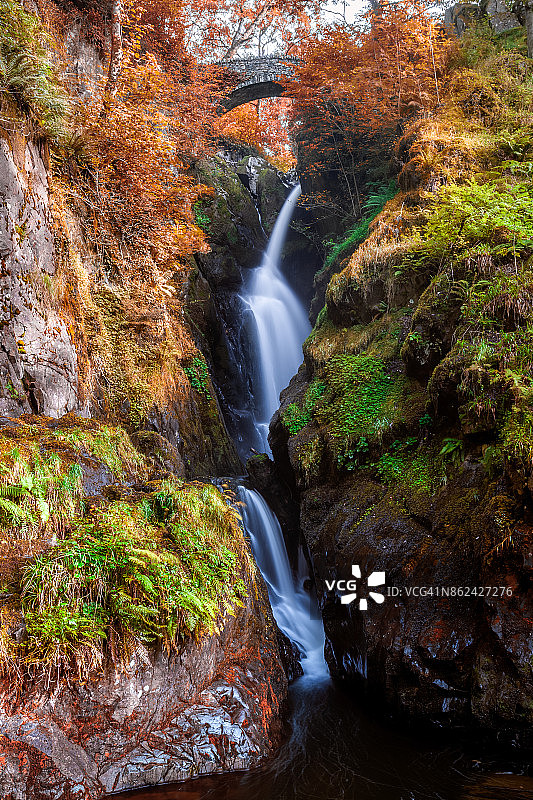 英国坎布里亚郡湖区艾拉福斯瀑布图片素材