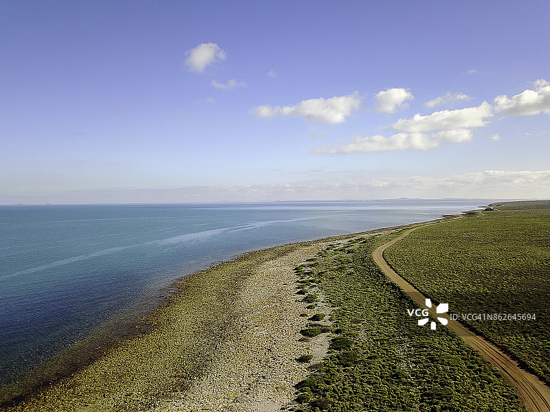 南澳大利亚海岸线航拍：巨型墨鱼迁徙地图片素材