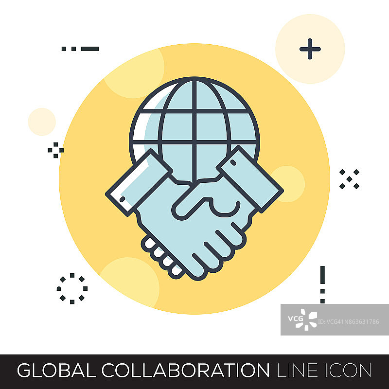 全球协作线性图标图片素材