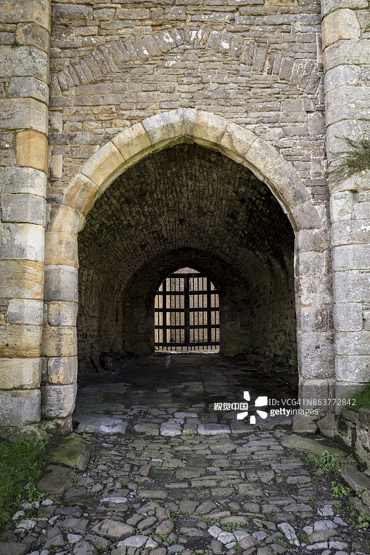 英国文斯利代尔博尔顿城堡入口图片素材