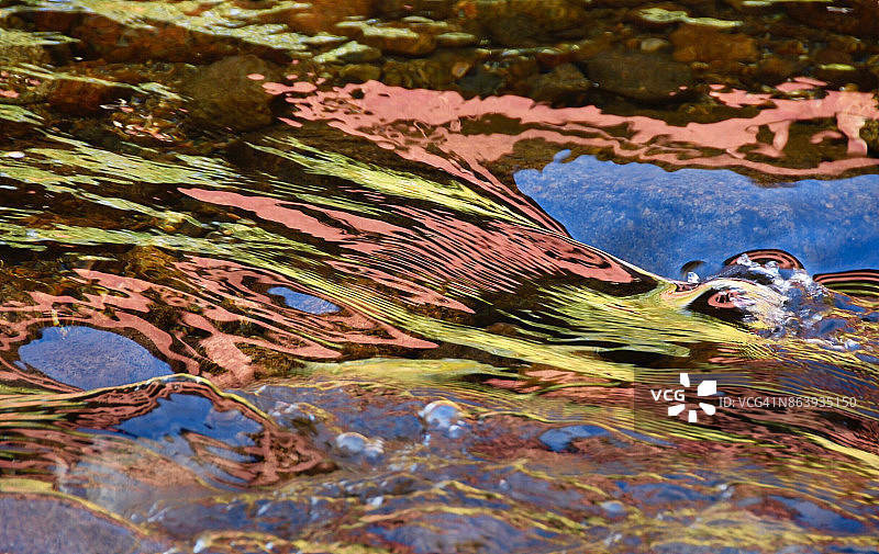 新罕布什尔州斯威夫特河的秋季倒影图片素材