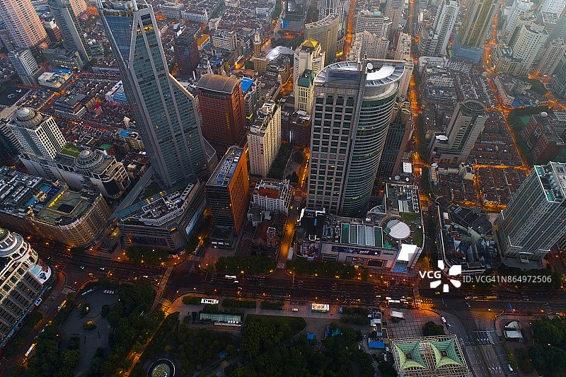 上海城市高架桥清晨鸟瞰图，中国图片素材