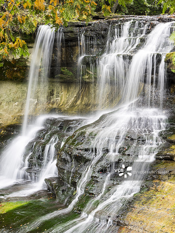 密歇根州上州的瀑布图片素材