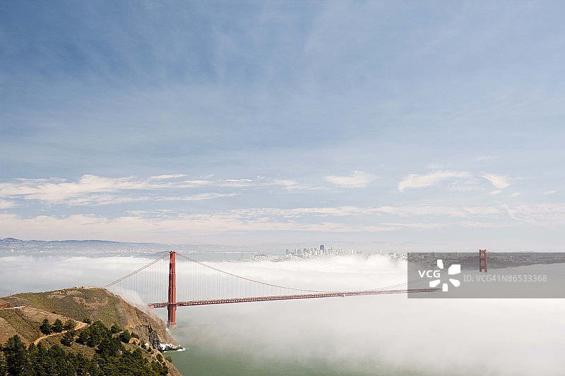 雾天下的加利福尼亚州旧金山金门大桥图片素材