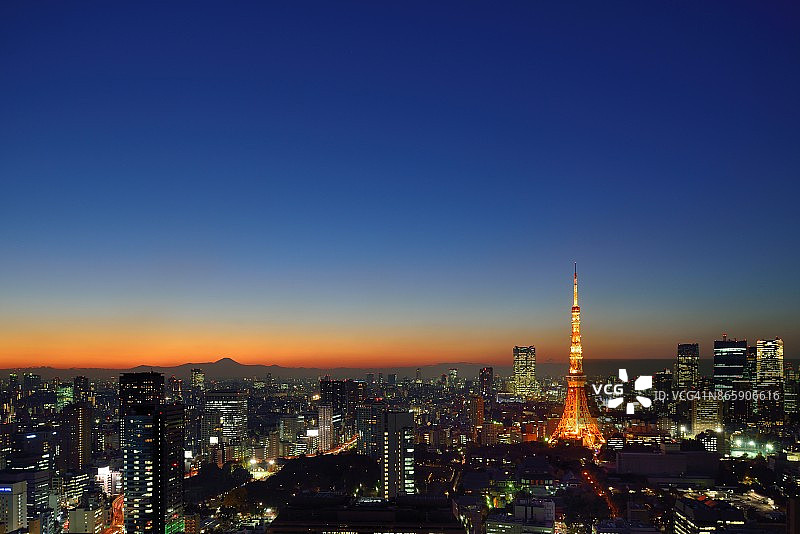 东京暮光天际线图片素材