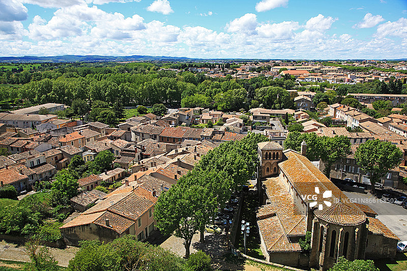 从卡尔卡松历史防御城市看老城区（法国朗格多克-鲁西永）图片素材