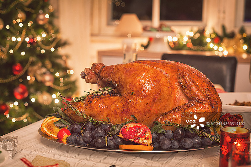 传统圣诞火鸡配菜图片素材