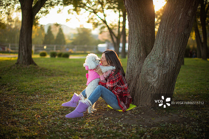 朋友们在树旁休息图片素材