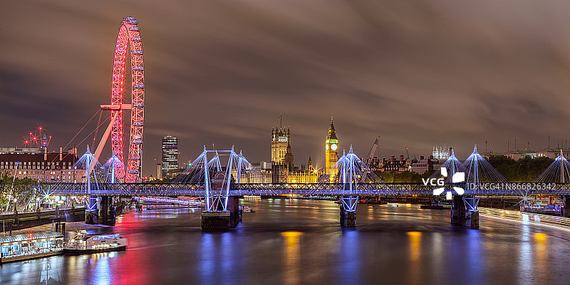 伦敦泰晤士河黄昏图片素材