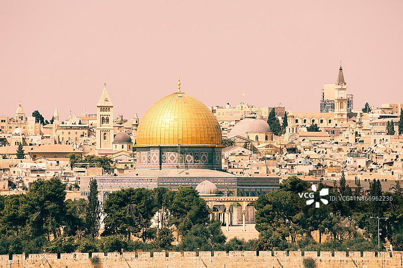 耶路撒冷老城全景航拍图片素材