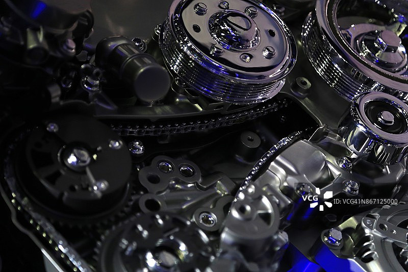 抛光铬机械发动机图片素材