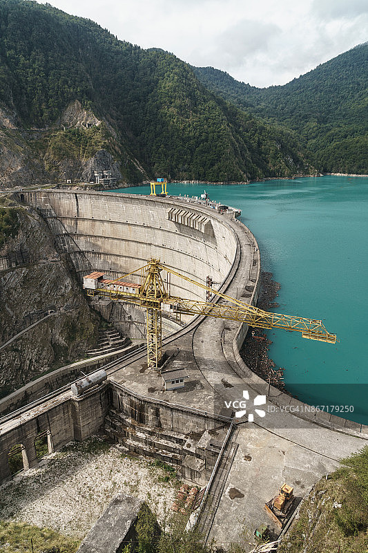 格鲁吉亚Enguri大坝和Jvari水库航拍景观图片素材
