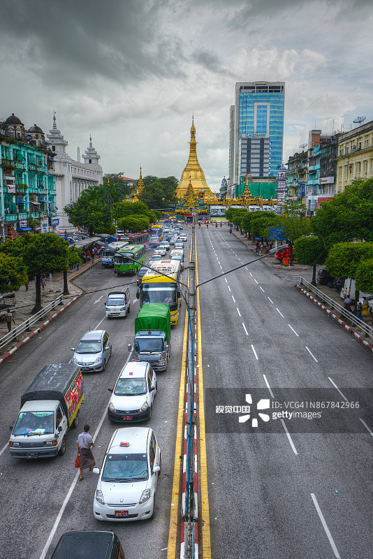 缅甸仰光苏雷宝塔图片素材