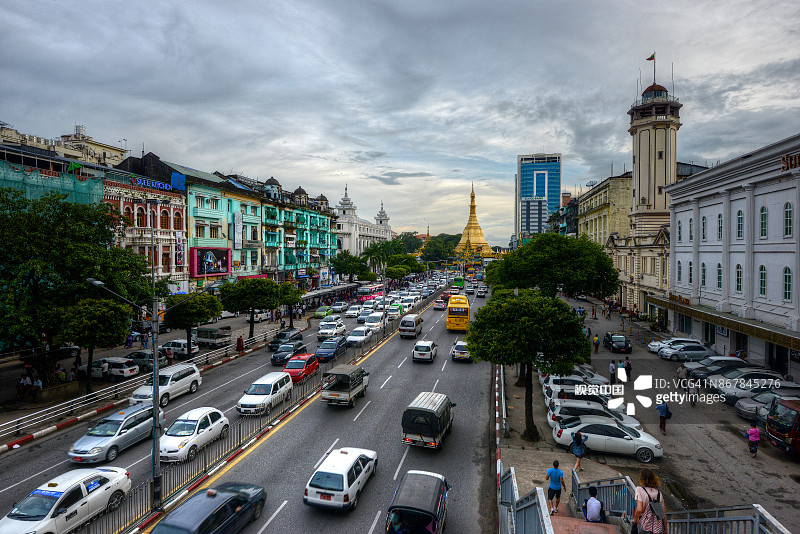 缅甸仰光苏雷宝塔图片素材