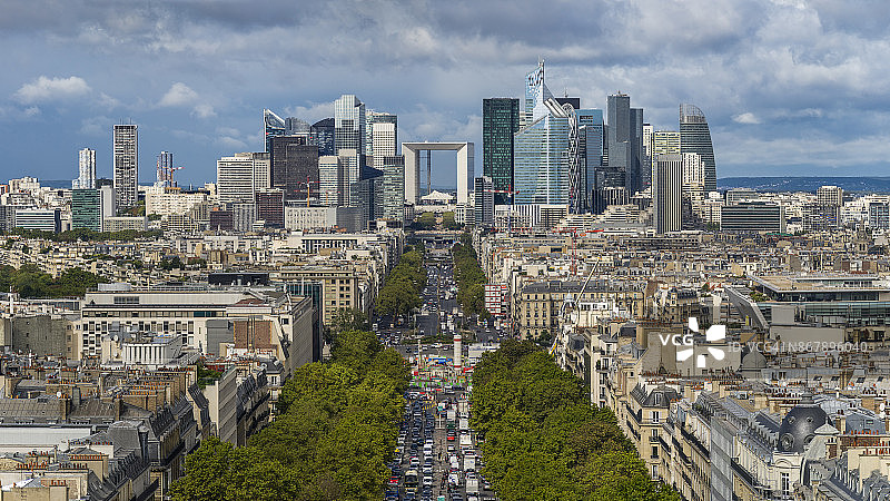 拉德芳斯商业区天际线全景航拍图片素材