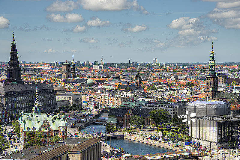 丹麦哥本哈根市中心天际线图片素材