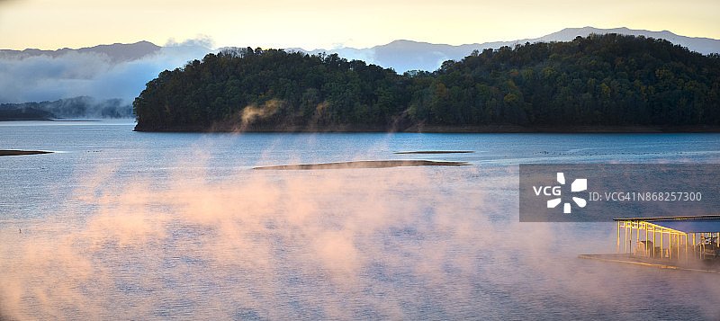 丹德里奇湖日出，美国田纳西州图片素材