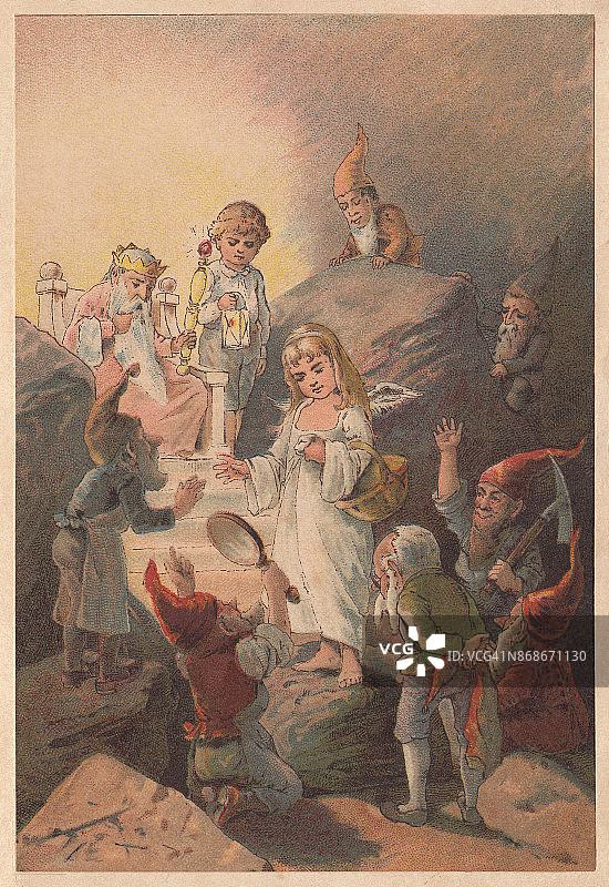银色儿童（石版画，1891年出版）图片素材