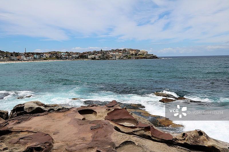 悉尼邦迪海滩至勃朗特海滩的沿海步道，澳大利亚新南威尔士州图片素材
