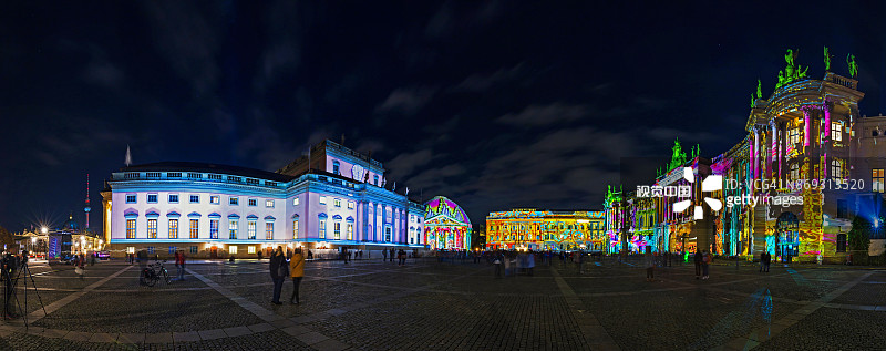 灯光节期间的柏林倍倍尔广场图片素材