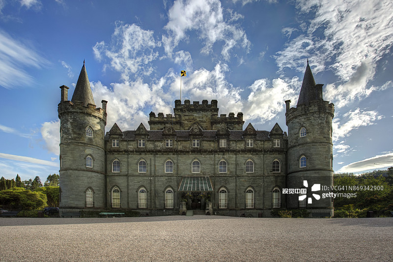 因弗雷里城堡背面的正面照图片素材