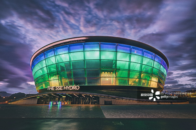 夜晚的SSE Hydro建筑侧视图图片素材