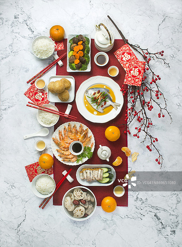 中国新年美食饮品团圆饭静物图片素材