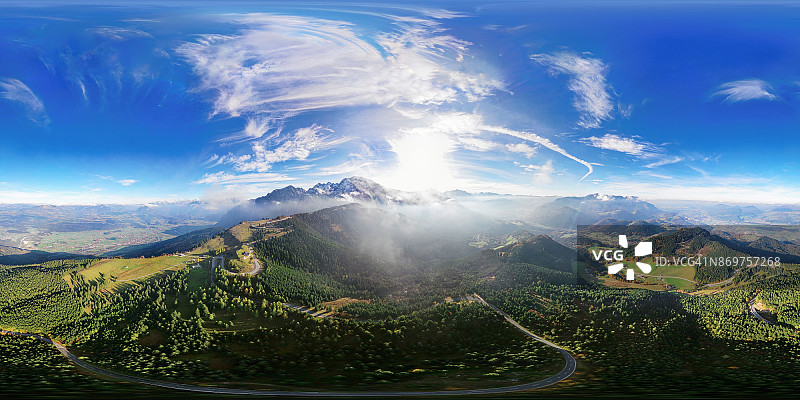 德国贝希特斯加登罗斯菲尔德山全景公路航拍360度全景图图片素材