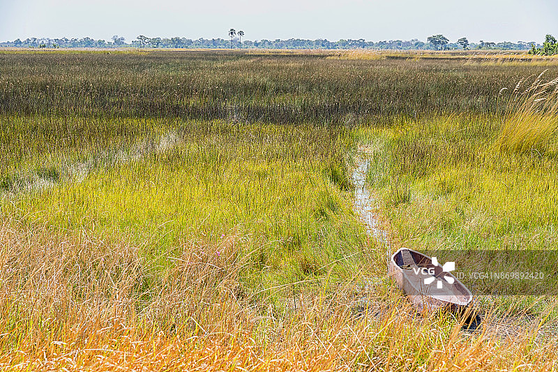 奥卡万戈三角洲的莫科罗独木舟图片素材