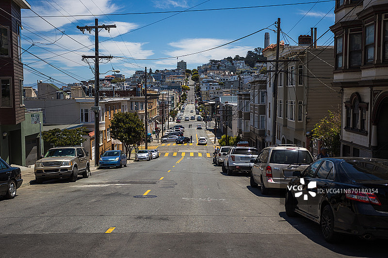 旧金山普通街道的广角照片图片素材