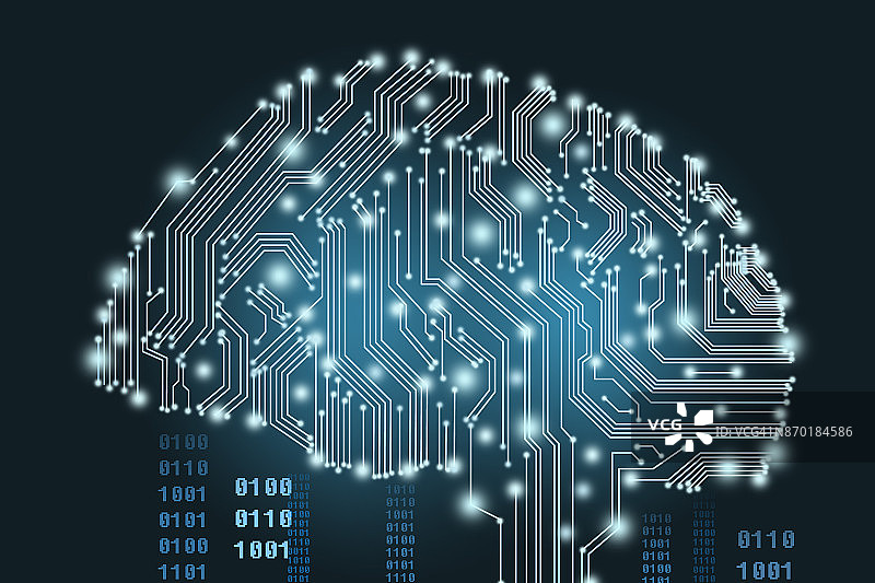 被网络覆盖的数字人脑图片素材