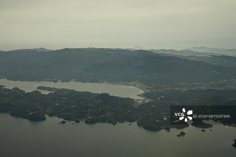 日本长崎县长崎市鸟瞰图图片素材