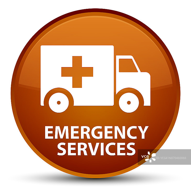 棕色圆形紧急服务专用按钮图片素材