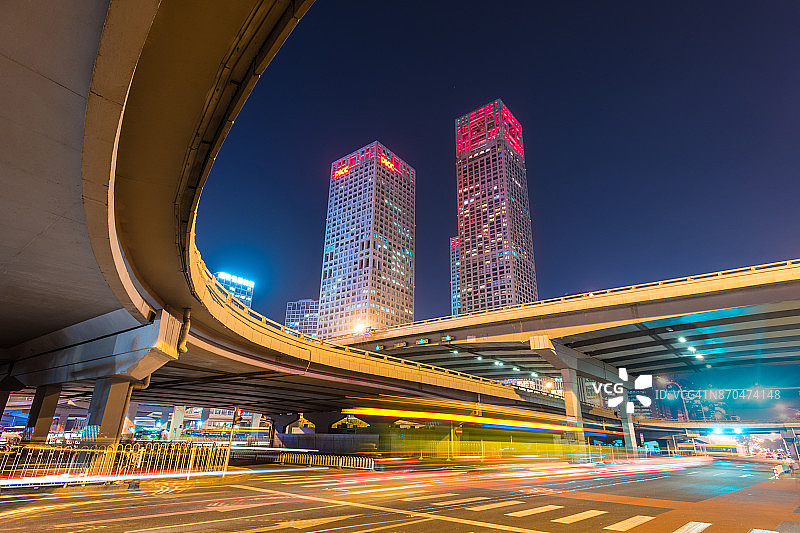 中国北京中央商务区夜景图片素材