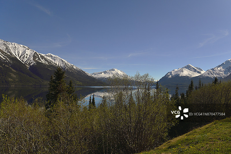 图特希湖，克朗代克2号公路，加拿大北部不列颠哥伦比亚省图片素材