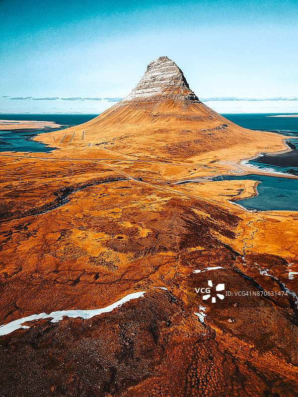 冰岛教会山航拍图片素材