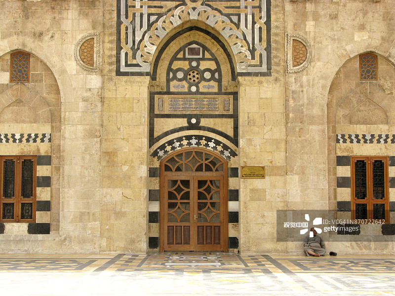 叙利亚阿勒颇清真寺的伊斯兰艺术装饰图片素材