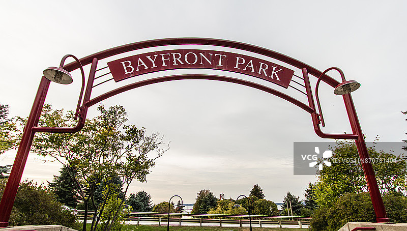 密歇根州佩托斯基海滨公园入口图片素材