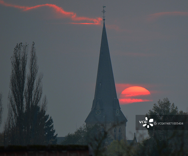 赫尔福德圣马林教堂日落图片素材