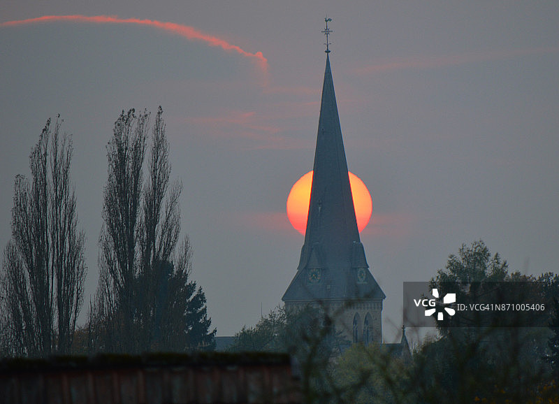 赫尔福德圣马林教堂日落图片素材
